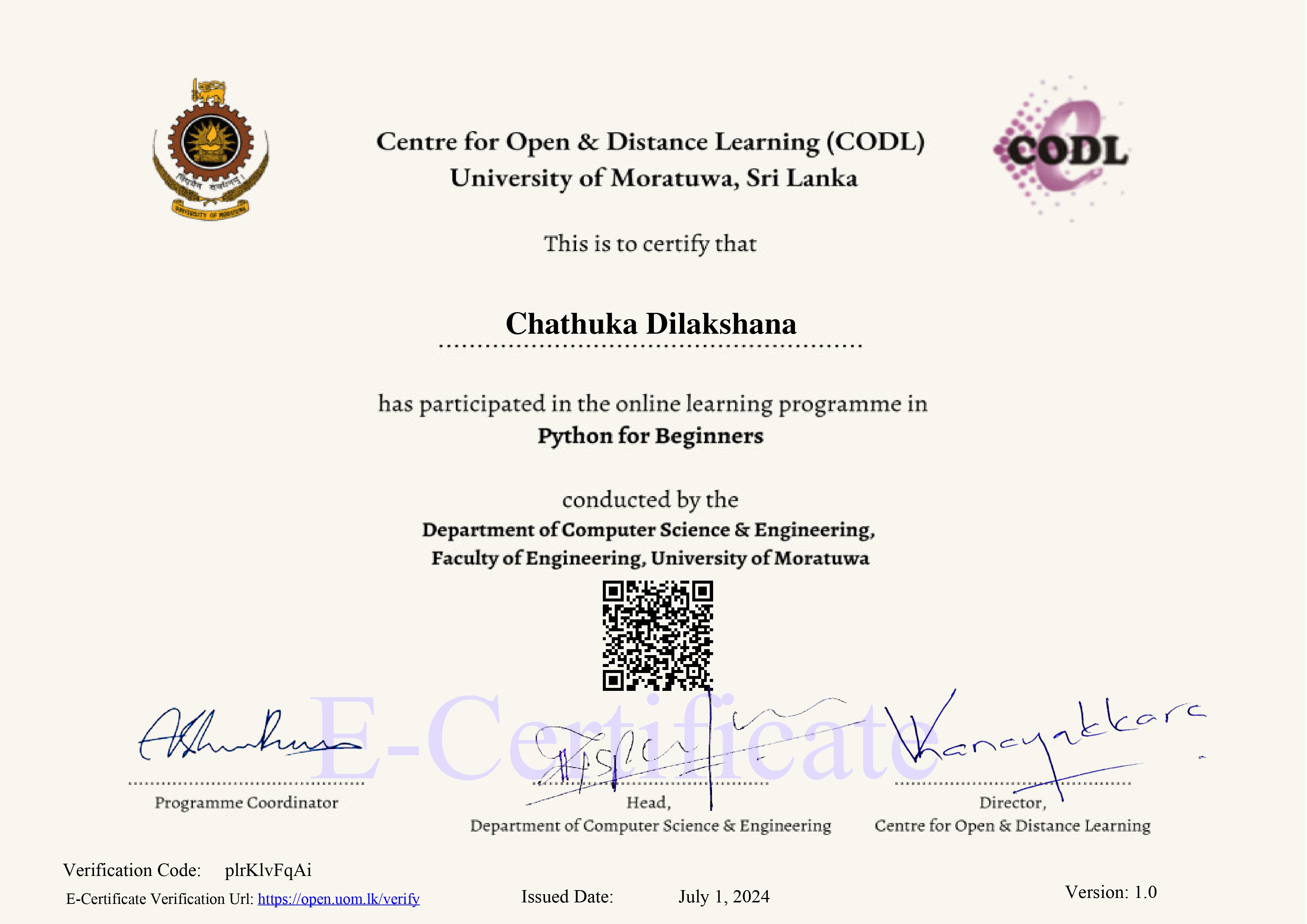 Python For Beginners Certificate